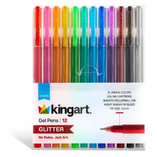 KINGART Gel Pens 12 Glitter Colors image {7}
