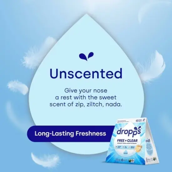 Dropps Laundry Odor & Stain Biobased Detergent Pods Free + Clear - Unscented - 40ct image {5}