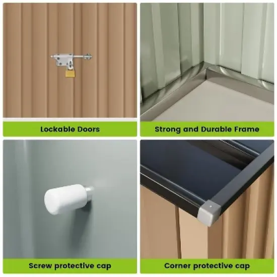 Acekool 10x12 FT Metal Outdoor Storage Shed, Aluminum Frame, Lockable Door, Vents, Sloped Roof image {4}