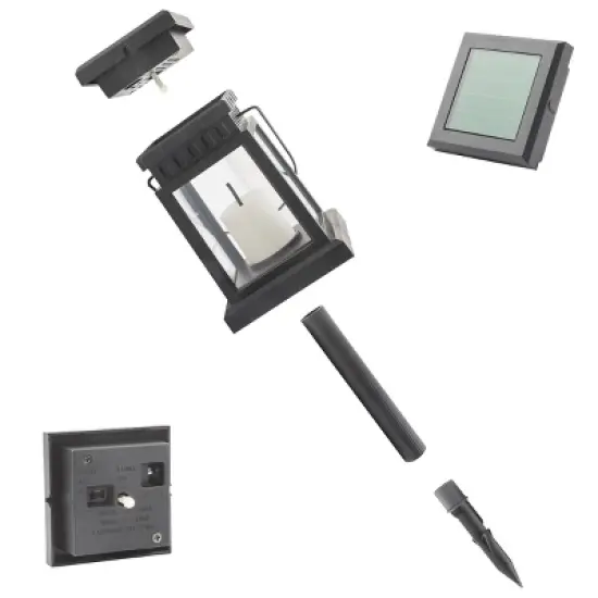 Set of 6 Outdoor Solar Powered Hanging/Stake Lanterns Black - Alpine Corporation image {7}