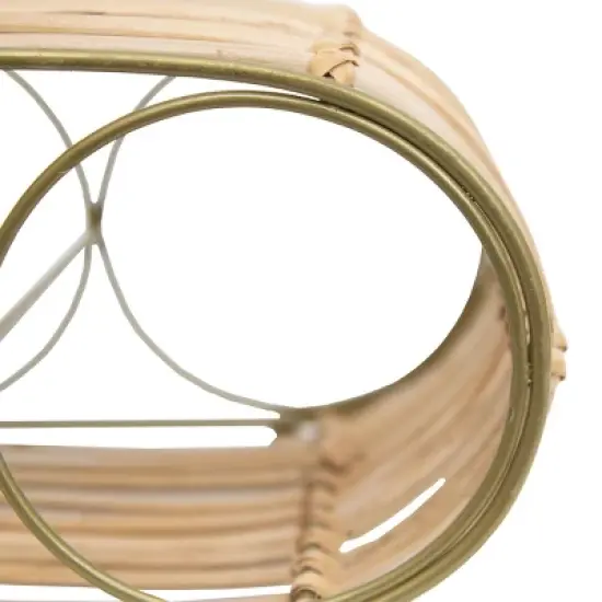 Wrapped Brass Metal & Rattan Wine Bottle Holder - Foreside Home & Garden image {3}