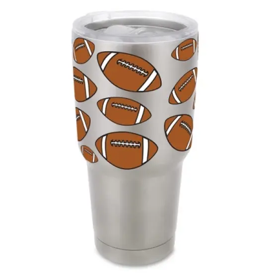 100 North 30 Ounce Stainless Steel On the Go Travel Tumbler With Push Top Lid, Football Silver image {5}