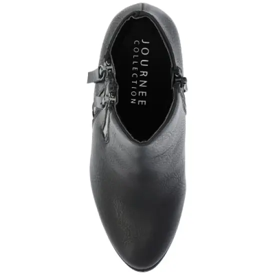 Journee Collection Womens Vally Inside Zip Stacked Heel Booties image {3}