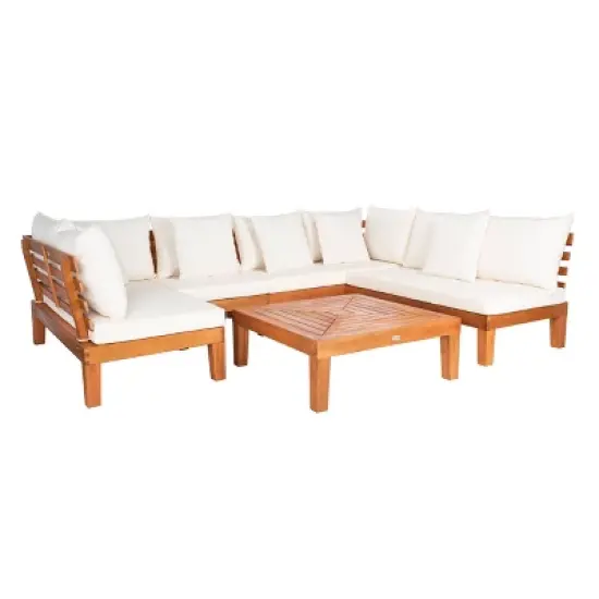 5pc Granton Living Set Teak/Beige - Safavieh image {2}