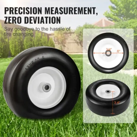 VEVOR Lawn Mower Tires with Rim, 13x5-6" Tubeless Tractor Tires, 2-Pack Tire and Wheel Assembly, Flat-free PU Tires, 3.25"-5.9" Centered Hub, Black image {3}