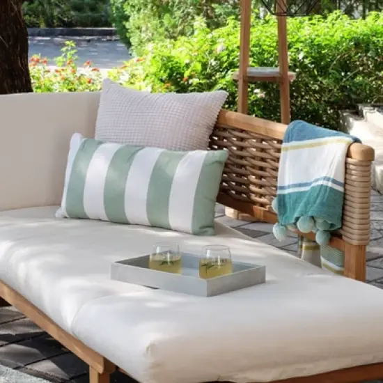 Cambridge Casual Auburn Teak & Wicker Outdoor Patio Daybed with Cushion Brown/Beige image {3}