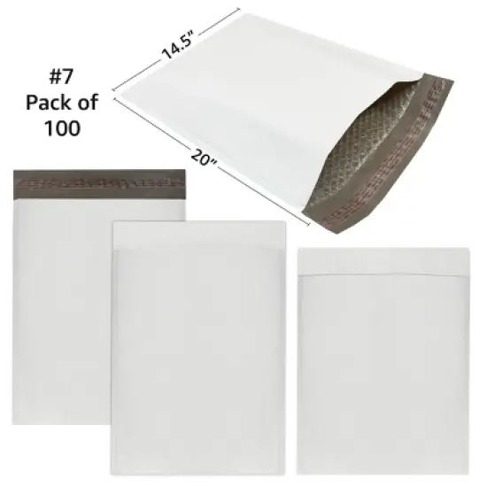 UOFFICE Pack of 100 Poly Bubble Mailer Bags 14.25" x 20" #7 Envelopes with Self-Seal Closure image {1}