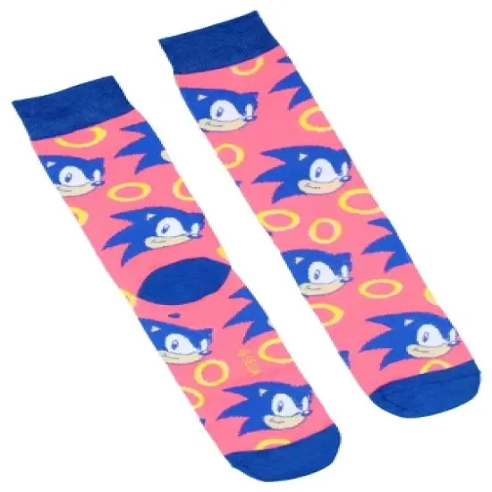 Sonic The Hedgehog Socks Men's Retro 90s Designs 3 Pairs Mid-Calf Crew Socks Multicoloured image {2}
