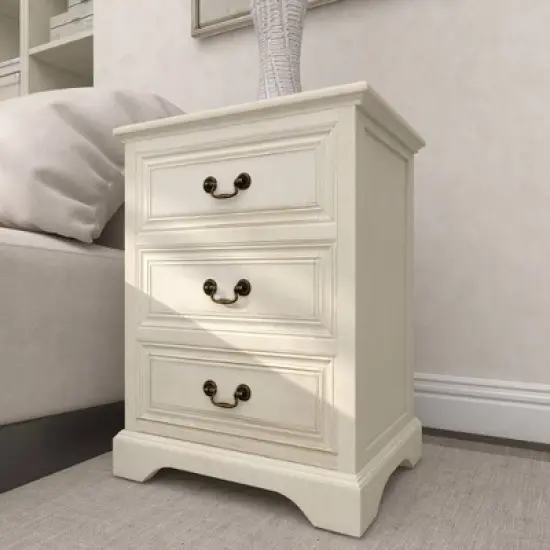 Wood 3 Stack Nightstand Antique Ivory - Olivia & May image {5}