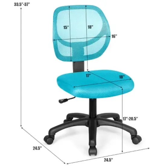 Costway Mesh Office Chair Low-Back Armless Computer Desk Chair Adjustable Height BluePinkPurple image {1}