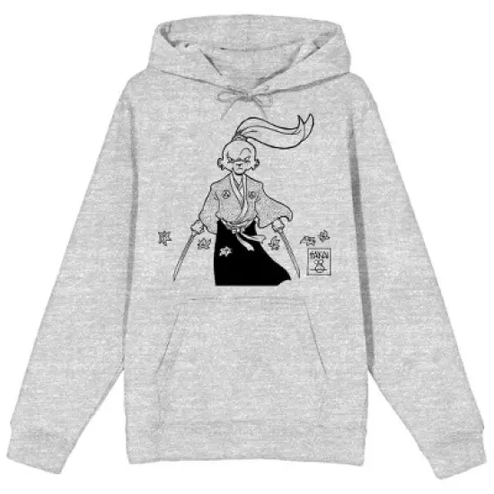 Usagi Yojimbo Sakai With Two Swords Long Sleeve Athletic Heather Adult Hooded Sweatshirt image {2}