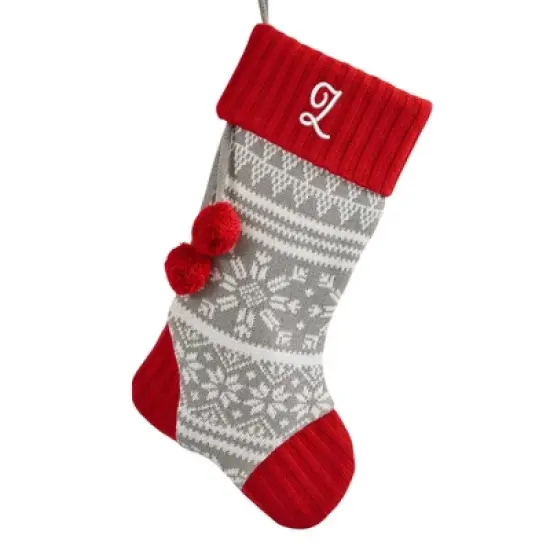 Personalization Mall Knit Snowflake Embroidered Initial Christmas Stocking image {28}