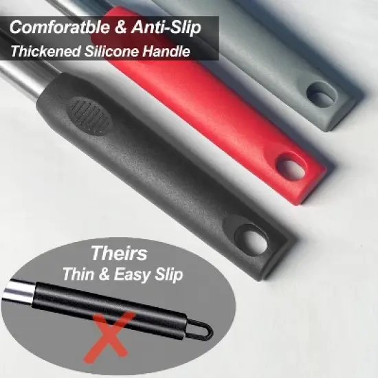 Itopfox Silicone Spatula and Cooking Spoon Set, 5-Pack Non-Stick Kitchen Utensils with Heat Resistant Stainless Steel Handle, Solid & Slotted Spoons image {2}