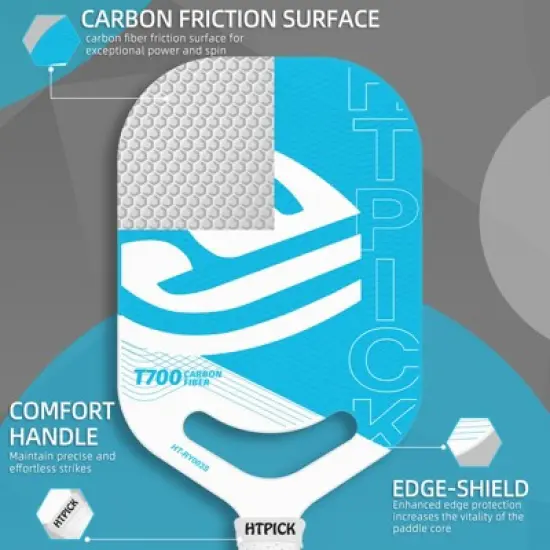 Aukfa Carbon Fiber Pickleball Racquet &ndash; 14mm polypropylene honeycomb core, watermark matte finish, thermoformed, lightweight professional racket image {6}