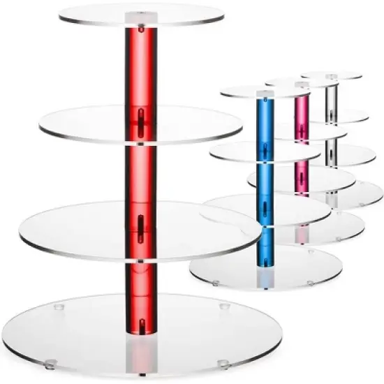4-Tier Acrylic Cupcake Stand for 36 Cupcakes, Cupcake Tower Made with Finest Food Grade Acrylic, Cupcake Holder Designed with Glassy Stem image {3}