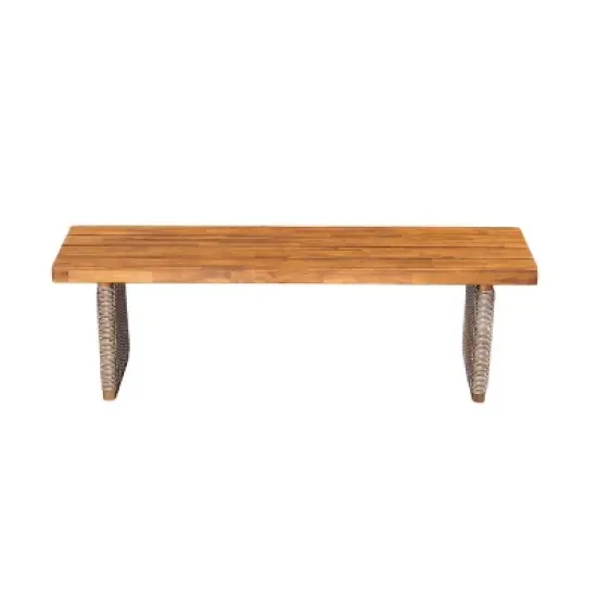 Christopher Knight Home Saltus Outdoor 2 Piece Acacia Wood Dining Set with Handwoven Rattan Legs image {5}