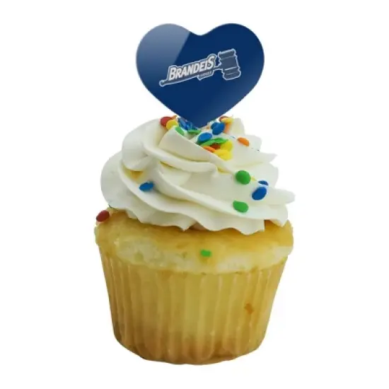 NCAA Brandeis University Primary Logo Heart Love Cupcake Picks Toppers Decoration Set of 6 image {4}