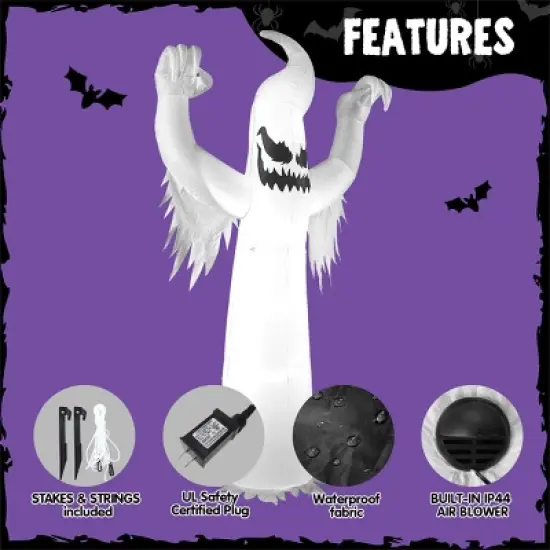 Joyfy 12 FT Halloween Inflatable Outdoor Decoration, Scary Ghost Inflatable with LEDs for Halloween Party Indoor, Outdoor, Yard, Garden, Lawn Decor image {5}