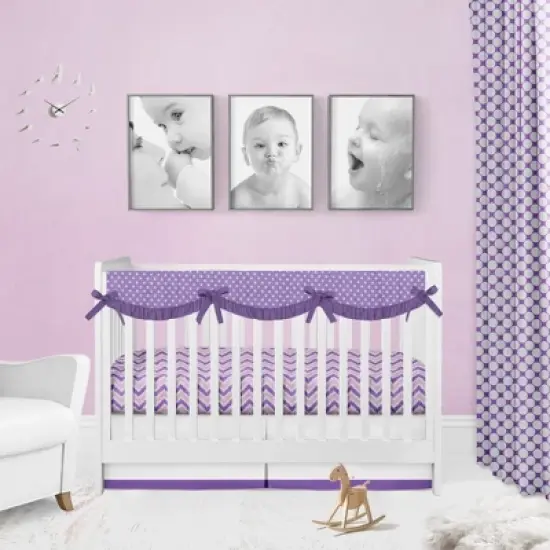 Bacati - Mix n Match Chevron/Dots Crib Rail Guard set of 2 Covers Purple image {4}