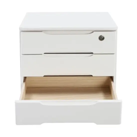 YIYIBYUS 3Tiers Wooden Desktop Storage Box, Desk Organizer with Lockable Drawers image {7}