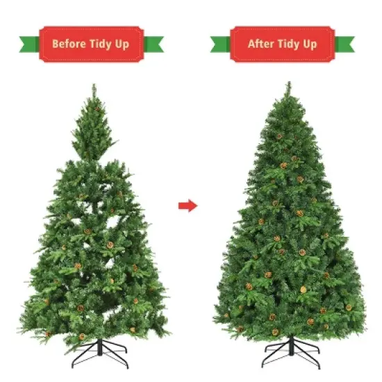 Costway 7Ft/7.5FT/8FT Pre-Lit Christmas Tree Hinged 460/540/600 Lights image {6}
