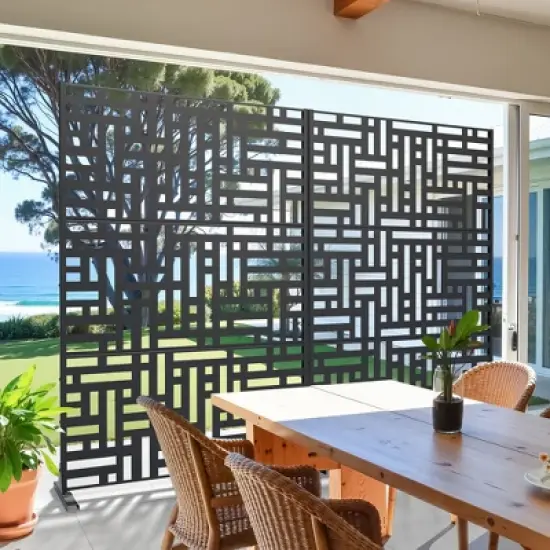 PexFix Metal Freestanding Privacy Screen Garden Fence For Deck Patio Balcony Outdoor Privacy Panel Streets Pattern image {11}