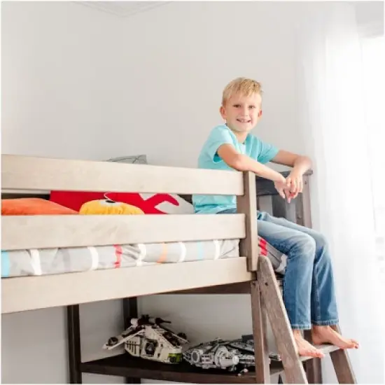 Max & Lily L-Shaped Twin over Full Bunk Bed with Bookcase image {3}