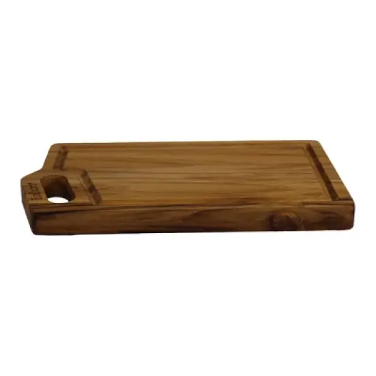 EcoDecors 10x6 Teak Edge Grain Cutting Board with Juice Groove & Handle image {3}