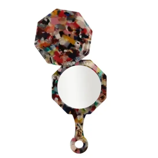Unique Bargains Polygon Handheld Makeup Mirror 1 Pc image {4}