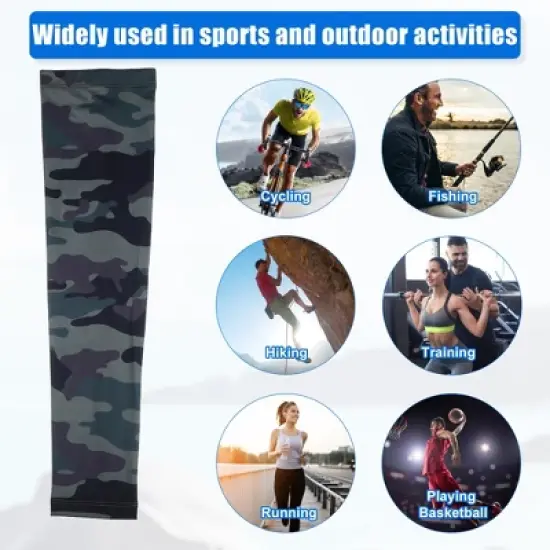 Unique Bargains Basketball Sports Camouflage Cooling Arm Elbow Compression Sleeve Green-gray-blue 1 Pair image {1}