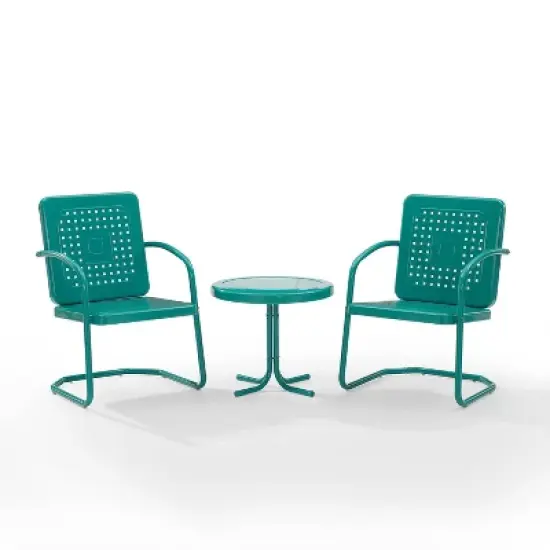 Bates 3pc Outdoor Chair Set - Turquoise - Crosley image {1}