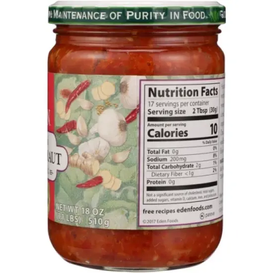 Eden Foods Organic Kimchi Sauerkraut - Case of 12/18 oz image {4}