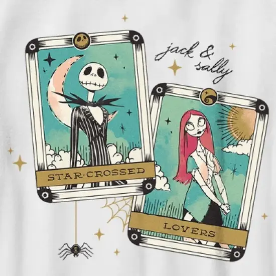 Boy's The Nightmare Before Christmas Jack and Sally Tarot Cards T-Shirt image {1}