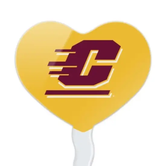 Central Michigan University Secondary Heart Love Cupcake Picks Toppers Decoration Set of 6 image {1}