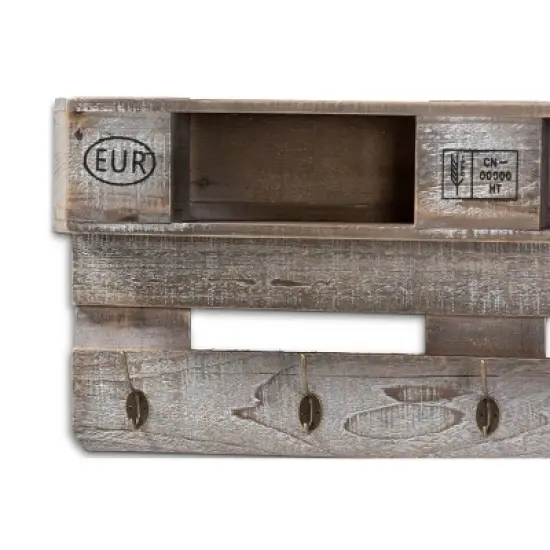 Ferguson Vintage Rustic Whitewashed Oak Finished Wood Wall Mounted Coat Rack with Shelves Oak - Baxton Studio image {2}