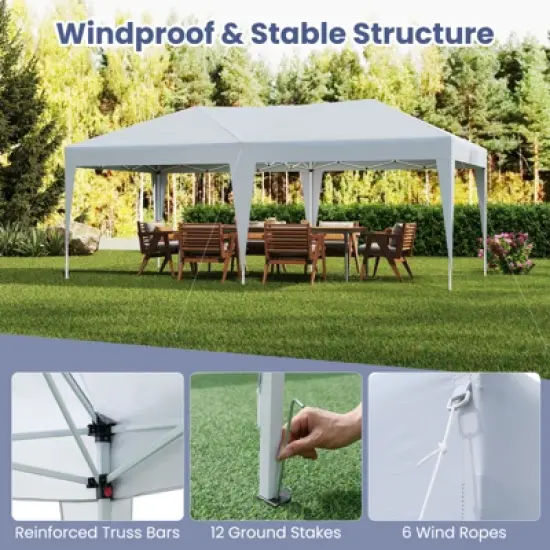 Tangkula 10 x 20 FT Portable Gazebo Shelter w/12 Wind Ropes & 6 Ground Stakes Carrying Bag image {7}