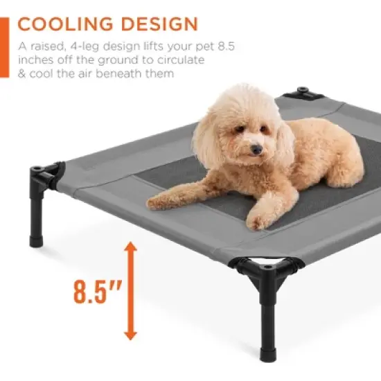 Best Choice Products 30in Elevated Cooling Dog Bed, Outdoor Raised Mesh Pet Cot w/ Removable Canopy, Carrying Bag image {2}