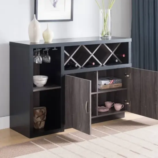 Alsco Buffet Server with Wine Rack Distressed Gray/ Light Oak - HOMES: Inside + Out image {4}