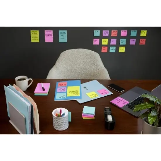 Post-it 3pk 3" x 3" Super Sticky Notes 45 Sheets/Pad - Miami Collection: Multicolor 3x3 Sticky Notes, Art & Design Theme image {17}