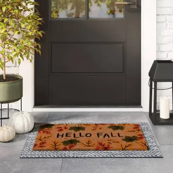 1'2"x2'6" 'Hello Fall' Leaves Coir Halloween Doormat - Hyde & EEK! Boutique&trade; image {1}