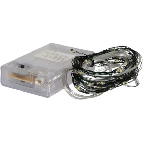 Kurt Adler Indoor Battery Operated 50 LED Warm White Fairy Light Set with Timer, 19' image {3}