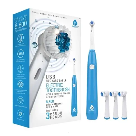 Pursonic USB Rechargeable Rotary Toothbrush with 3 Brush Heads image {7}