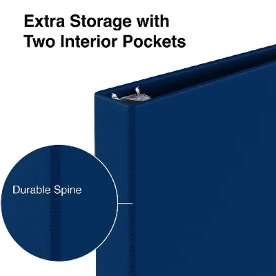 Staples Simply 1.5-Inch Round 3-Ring Non-View Binder Navy (26580) 26580-CC image {3}