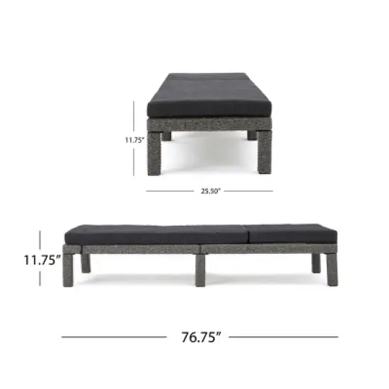 Wicker Chaise Lounge with Water-Repellent Cushion,Outdoor Rattan Chaise Lounge Chair with Iron Frame,Single Patio Chaise Lounge-Cuddlewood image {3}