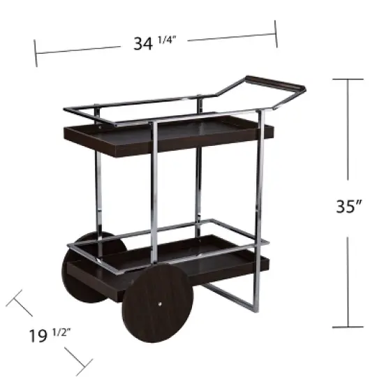 Oneots Rolling Bar Cart Brown/Chrome - Aiden Lane image {7}