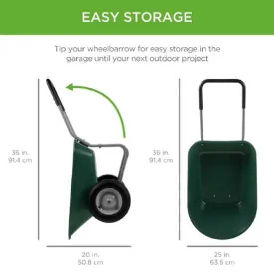 Best Choice Products Dual-Wheel Home Wheelbarrow Yard Garden Cart for Lawn, Construction - Green image {4}