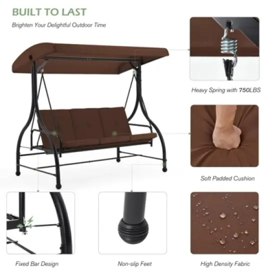 Anybear Brown Outdoor Reclining Swing image {3}