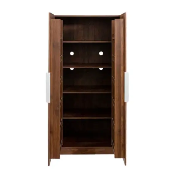 APRILSOUL 62.99" Kitchen Pantry Cabinet, Walnut Freestanding Buffet Cupboards Sideboard image {8}