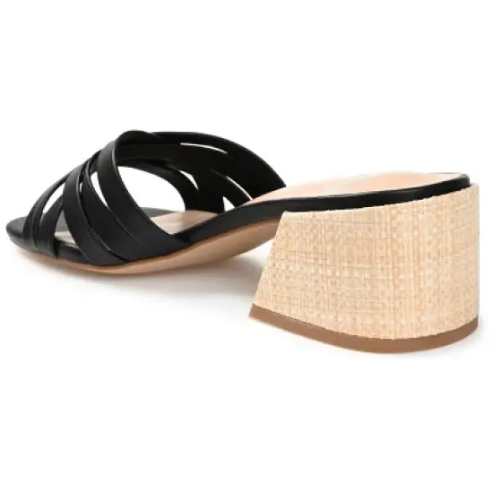 Journee Collection Womens Moree Open Square Toe Block Heel Sandals Black 7 image {6}