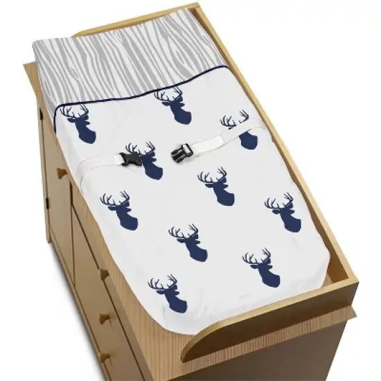 Sweet Jojo Designs Changing Pad Cover - Navy & White Stag image {2}